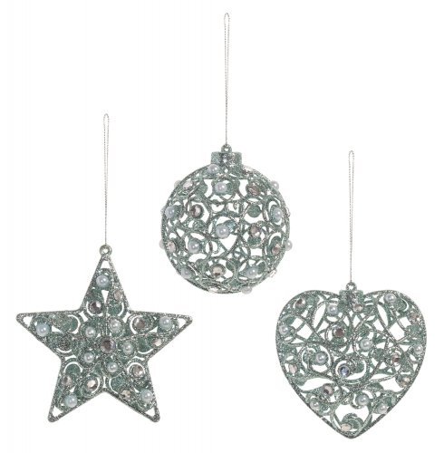 Premier Decorations Snowflake Wishes Decoration 80mm Peppermint - Assorted