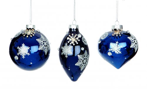 Premier Decorations Starry Night Deco Baubles 80-110mm Midnight Blue -Ass