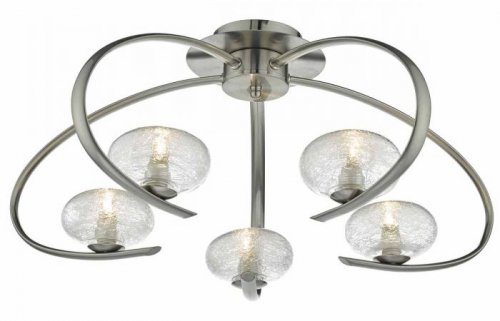 Dar Leighton 5 Light Semi Flush Satin Chrome