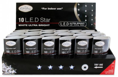 The Christmas Workshop 10 LED Battery Operated Star Lights - White