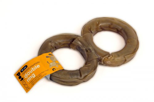 Petface Double Ring 18cm Natural Rawhide