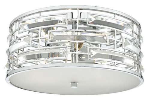 Dar Seville 3 Light Flush Polished Chrome Crystal