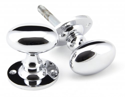 Polished Chrome Oval Mortice/Rim Knob Set