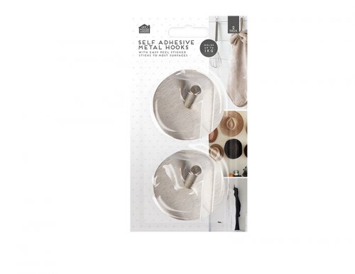 My House and Home Metal Self-Adhesive Hooks 2pk