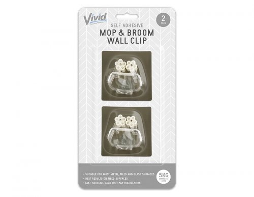 Vivid Mop & Broom Wall Clip 2pk