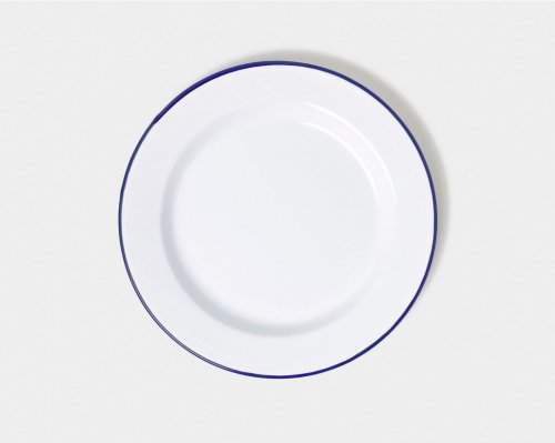 Falcon Enamelware Dinner Plates - White with Blue Rim (Various Sizes): 20cm