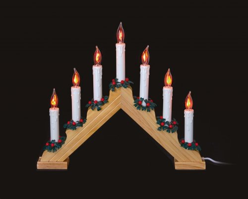 Premier Decorations Flickering Pine Candle Bridge with Floristry 39cm