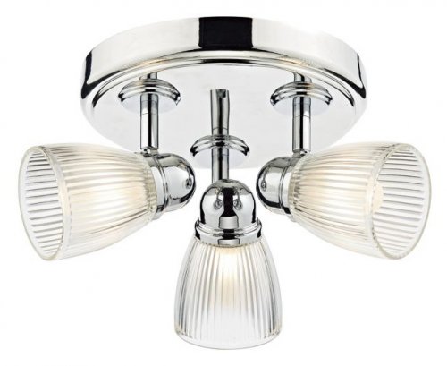 Dar Cedric 3 Light Round Plate Spot Polished Chrome IP44