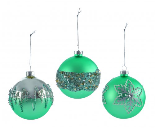 Premier Decorations Snowflake Wishes Deco Bauble 80mm Peppermint - Assorted