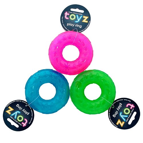 Petface Toyz Play Ring - Blue/Green/Pink