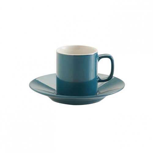 p&k teal blue 3oz espresso cup and saucer disc