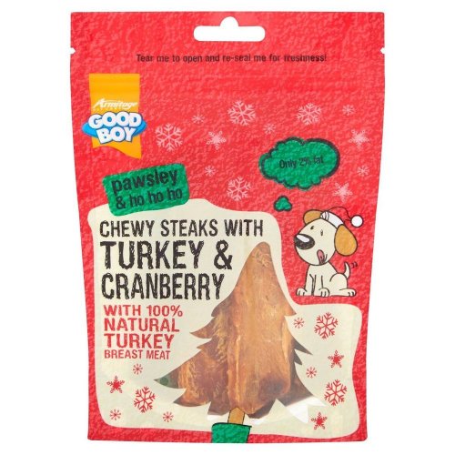 Good Boy Pawsley & Ho Ho Ho Chewy Steaks with Turkey & Cranberry