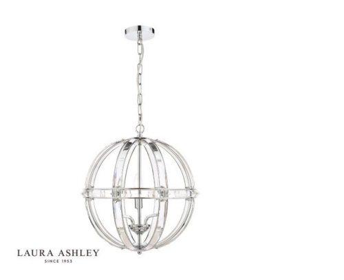 Laura Ashley Aidan Glass & Polished Chrome 3 Light Globe Chandelier