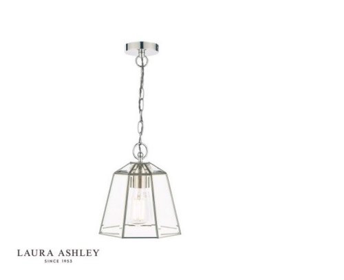 Laura Ashley Clayton Pendant Polished Silver Glass