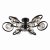 Dar Lynette 9 Light Semi-Flush Satin Black with Smoked Glass