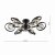 Dar Lynette 9 Light Semi-Flush Satin Black with Smoked Glass