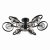 Dar Lynette 9 Light Semi-Flush Satin Black with Smoked Glass