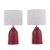 Laura Ashley Penny Table Lamp Red Ceramic and Polished Chrome with Shade (Twin Pack)