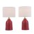 Laura Ashley Penny Table Lamp Red Ceramic and Polished Chrome with Shade (Twin Pack)
