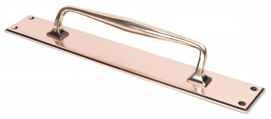 Polished Bronze 425mm Art Deco Pull Handle on Backplate