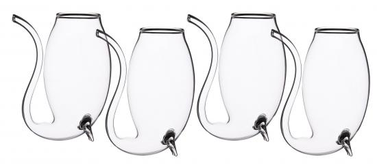 BarCraft Set of 4 Glass Port Sippers