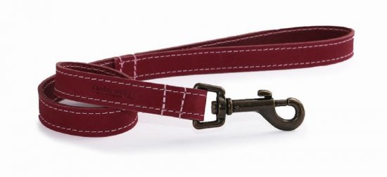 Ancol TImberwolf Raspberry Leather Dog Lead - 60cm x 1.9cm