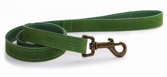 Ancol Timberwolf Green Leather Dog Lead - 100cm x 1.9cm