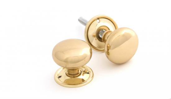 Polished Brass Mushroom Mortice/Rim Knob Set