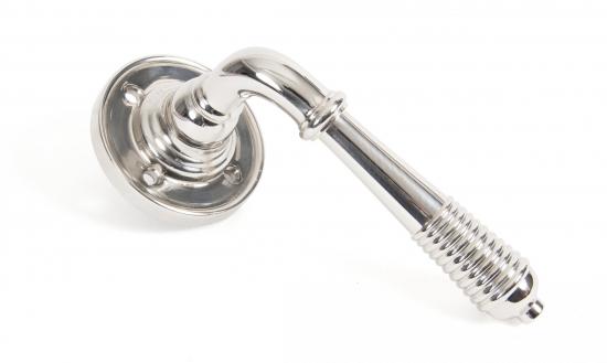 Polished Nickel Reeded Lever on Rose Set