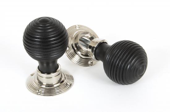 Ebony and PN Beehive Mortice/Rim Knob Set