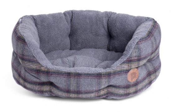 Petface Grey Tweed Oval Bed - Medium