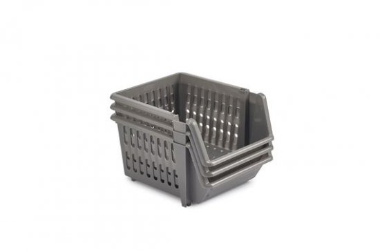 Whitefurze 18cm Stacking Basket Silver