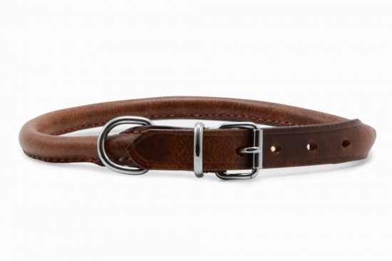 Ancol 45cm Round Leather Dog Collar - Chestnut