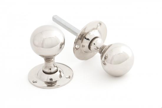 Polished Nickel Ball Mortice Knob Set