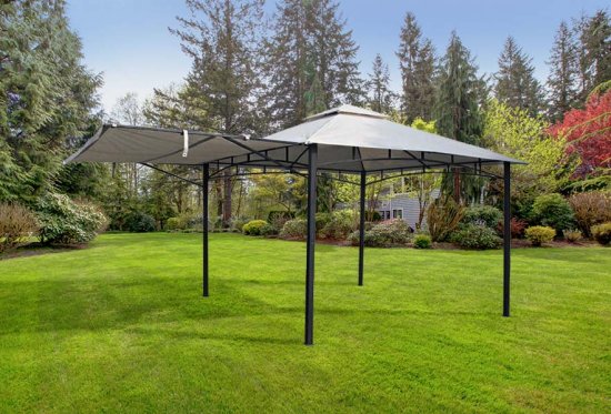 Algarve Gazebo 3.3x3.3m + 2.1m Awning Grey