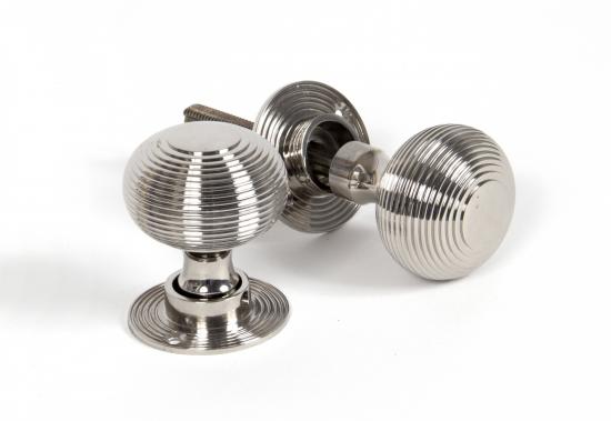 Polished Nickel Beehive Mortice/Rim Knob Set