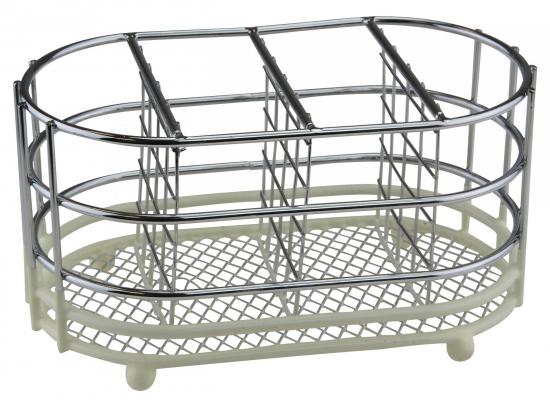 Apollo Housewares Chrome Dip Cutlery Caddy Cream