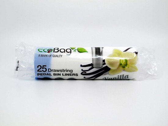 ecobag 25pk vanilla drawstring pedal bin liners 30lt