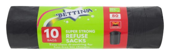 Bettina 10pc Super Strong Black Sacks Lemon Frag 80L