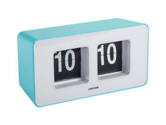 Karlsson Present Time Wall/Table Clock Funky Flip - Turquoise Blue