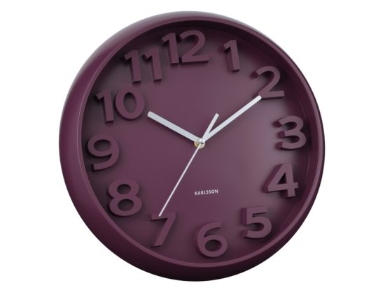 Present Time Karlsson Wall Clock Elevated Classic Numbers - Dark Mauve