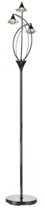 Dar Luther 3 Light Floor Lamp with Crystal Glass Black Chrome