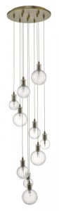 Dar Dita 10 Light Cluster Pendant Brass & Glass