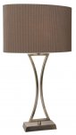 Dar Oporto Wavy Table Lamp Antique Brass with Brown Oval Shade